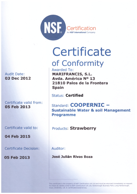 NSF Certificado